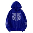 thumbnail image 1 of XIAOCHA Womens Rhinestone Skeleton Print Hoodie Oversized Long Sleeve Hooded Zip Up Jacket Soft Gothic Street Hoodies, 1 of 7