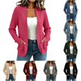 thumbnail image 1 of XIAOCHA Womens Ribbed Knit Cardigan Open Front Long Sleeve Pocket Outerwear Sweater, 1 of 5