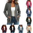 thumbnail image 1 of XIAOCHA Womens Ribbed Knit Cardigan Open Front Long Sleeve Pocket Outerwear Sweater, 1 of 5