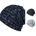 thumbnail image 1 of XIAOCHA Womens Script Print Slouchy Beanie Breathable Casual Skull Cap,Navy, 1 of 4