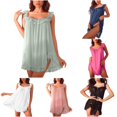 thumbnail image 1 of XIAOCHA Womens Sheer Lace Lingerie Off Shoulder Ruffle Bow Decor Nightgown, 1 of 4