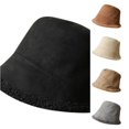 thumbnail image 1 of XIAOCHA Womens Sherpaâ Bucket Hat Solid Sun Hat Warm Winter Daily Casual Hat,Black, 1 of 5