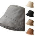 thumbnail image 1 of XIAOCHA Womens Sherpaâ Bucket Hat Solid Sun Hat Warm Winter Daily Casual Hat,Grey, 1 of 5