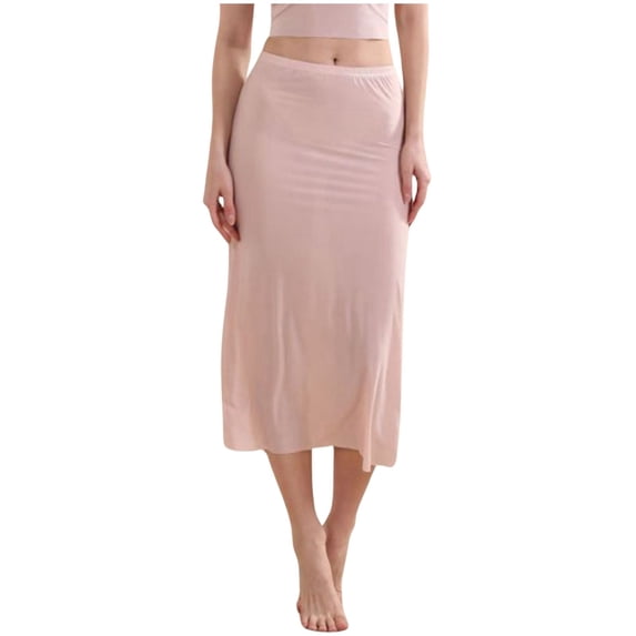 XIAOCHA Womens Silky Skirt Bodycon Flared Ruffled High Waisted Midi Skirt Smooth Elegant Daily Skirts