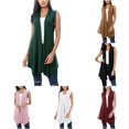thumbnail image 1 of XIAOCHA Womens Sleeveless Knit Vest Open Front Asymmetric Hem Long Layering Cardigan, 1 of 5