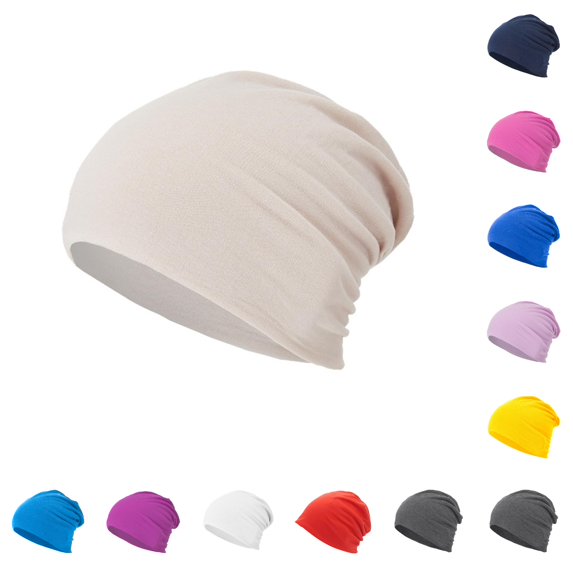 XIAOCHA Womens Soft Stretch Beanie Hat Lightweight Slouchy Close Fitting Sleep Cap