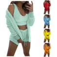 thumbnail image 1 of XIAOCHA Womens Solid Fuzzy Outfit Set Three Piece Sleeveless Loungewear Sleepwear, 1 of 7