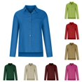 thumbnail image 1 of XIAOCHA Womens Solid Long Sleeve Shirt Collared Button Pocket Daily Casual Tops, 1 of 5
