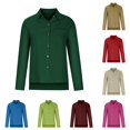 thumbnail image 1 of XIAOCHA Womens Solid Long Sleeve Shirt Collared Button Pocket Daily Casual Tops, 1 of 5
