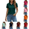 thumbnail image 1 of XIAOCHA Womens Solid Polo Shirt Collared Short Sleeve Button Placket Golf Top Casual Blouse, 1 of 4