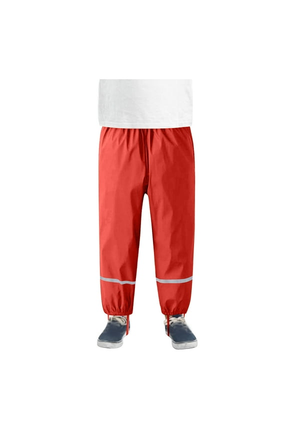 Womens Solid Reflective Rain Jogger Pants Drawstring Waterproof Slacks Outdoor Play Trousers