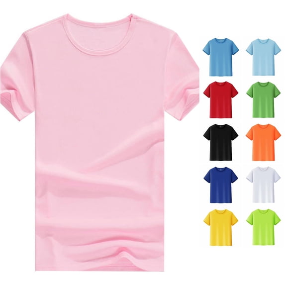 XIAOCHA Womens Solid T Shirt Crew Neck Short Sleeve Casual Daily Tees