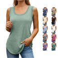 thumbnail image 1 of XIAOCHA Womens Solid Tank Top U Neck Sleeveless Curved Hem Casual Daily Blouse, 1 of 6