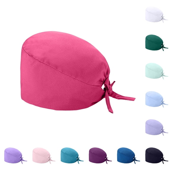 XIAOCHA Womens Solid Tie‑Back Scrub Cap Adjustable Breathable Working Medical Head Cover,F