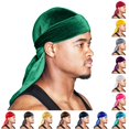 thumbnail image 1 of XIAOCHA Womens Stretch Durag Cap Solid Head Wrap Casual Street Cap,Green, 1 of 7