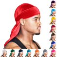 thumbnail image 1 of XIAOCHA Womens Stretch Durag Cap Solid Head Wrap Casual Street Cap,Red, 1 of 7
