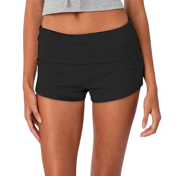 XIAOCHA Womens Stretch Side Pocket Short Slim Fit Mini Length Elastic Waist Shortie Soft Casual Workout Shorts