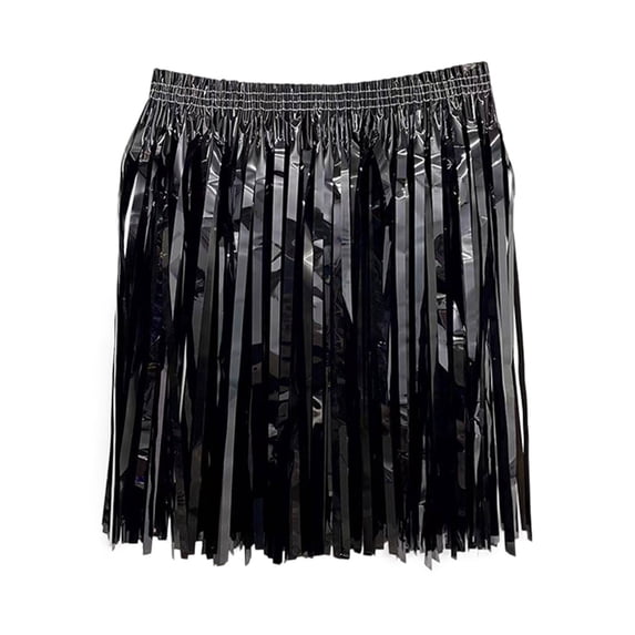 XIAOCHA Womens Summer Shiny Fringe Skirt Solid Elastic Waist Dance Active Mini Skirts