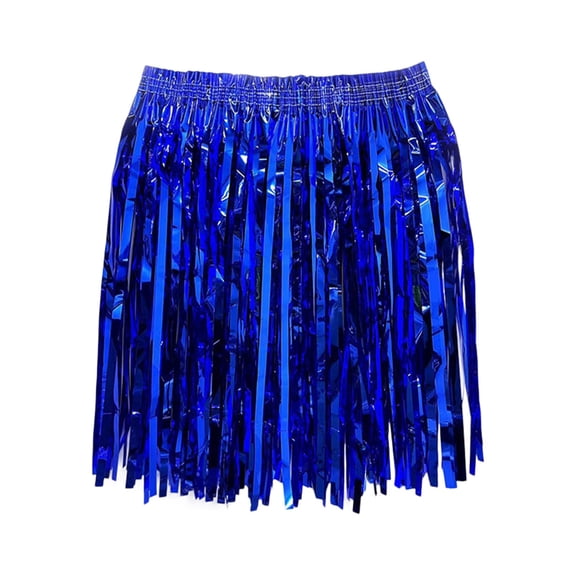 XIAOCHA Womens Summer Shiny Fringe Skirt Solid Elastic Waist Dance Active Mini Skirts