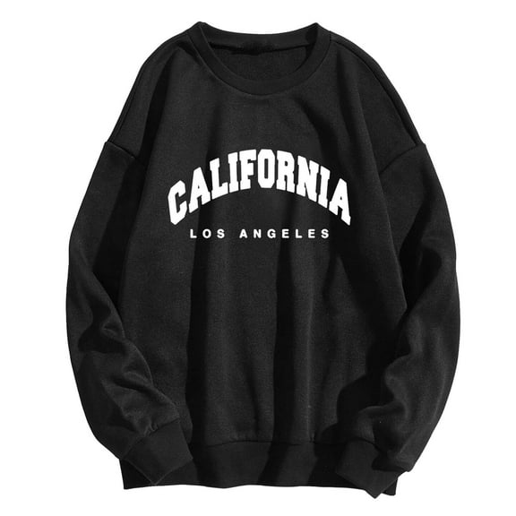 XIAOCHA Womens Sweatshirts Long Sleeve Letter Print Pullover Crew Neck Sweatshirt Trendy Oversized Drop Shoulder Fall Winter Daily Wear Top