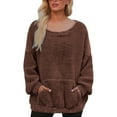 thumbnail image 1 of XIAOCHA Womens Sweatshirts Oversize Kangaroo Pocket Crewneck Solid Color Pullover Top Loose Long Sleeve Winter Warm Sweatshirts Loungewear, 1 of 4
