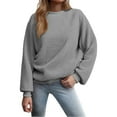 thumbnail image 1 of XIAOCHA Womens Sweatshirts Simple Solid Color Crewneck Pullover Tops Drop Shoulder Long Sleeve Loose Fit Warm Sweatshirt Fall Winter Layering, 1 of 5