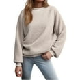 thumbnail image 1 of XIAOCHA Womens Sweatshirts Simple Solid Color Crewneck Pullover Tops Drop Shoulder Long Sleeve Loose Fit Warm Sweatshirt Fall Winter Layering, 1 of 5