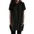 thumbnail image 1 of XIAOCHA Womens T Shirts Solid Color Short Sleeve Drawstring Hooded Tunic Tees Side Pockets Oversized Pullover Hoodie Tops T Shirt, 1 of 7