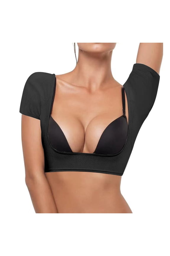 Womens Tank Top Upper Arm Compression Slim Short Sleeve Low Neck form Fitting Body Shaper