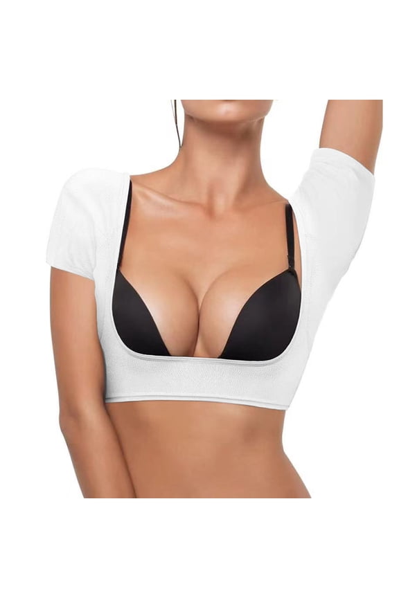 Womens Tank Top Upper Arm Compression Slim Short Sleeve Low Neck form Fitting Body Shaper