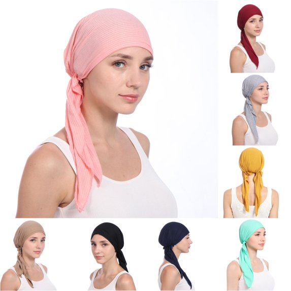 XIAOCHA Womens Tie‑Back Turban Cap Breathable Hats for Home Relax Daily Turbanheadwraps,Pink