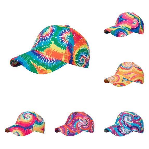 XIAOCHA Womens Tie Dye Print Baseball Cap Adjustable Hat Band Sun Protection Ball Hat,Green