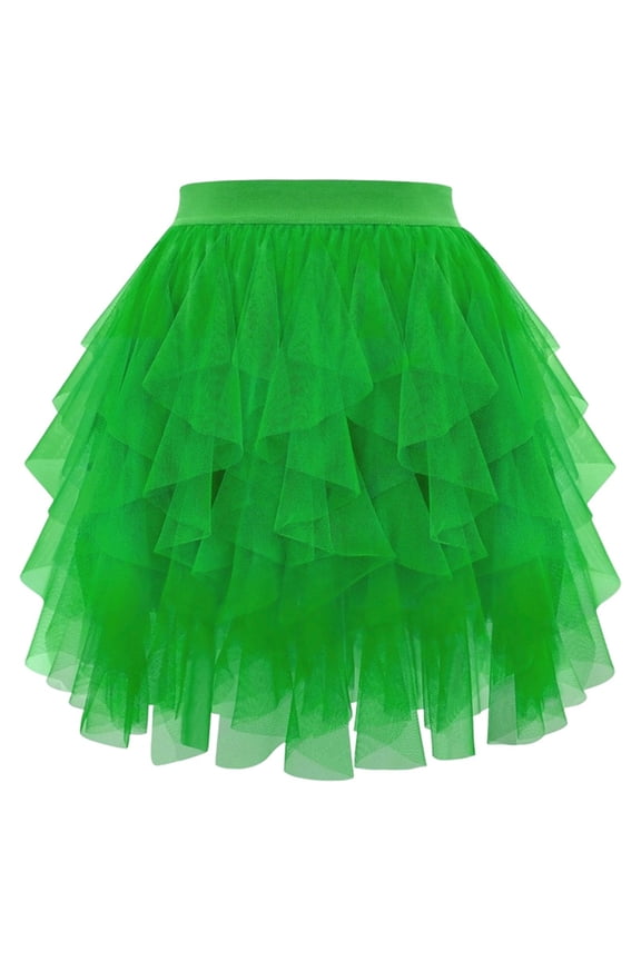 Womens Tulle Ruffled Skirt Loose High Waisted Mini Skirt Lightweight Feminine Party Skirts