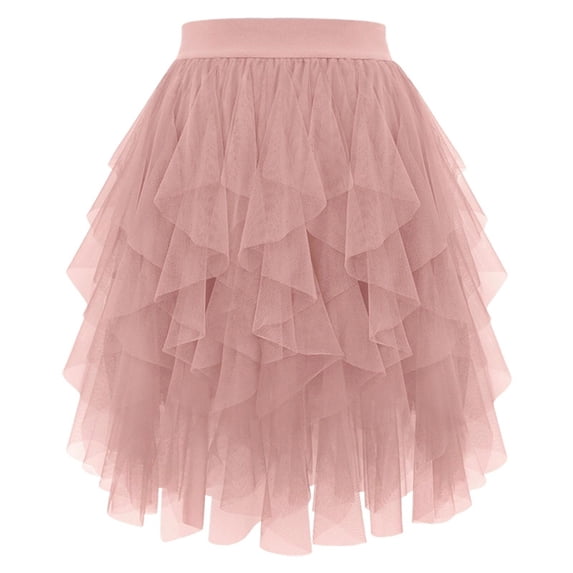 XIAOCHA Womens Tulle Ruffled Skirt Loose High Waisted Mini Skirt Lightweight Feminine Party Skirts