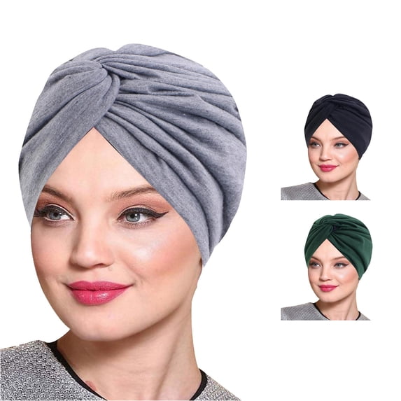 XIAOCHA Womens Twisted Turban Head Wrap Solid Breathable Casual Head Cover,Grey