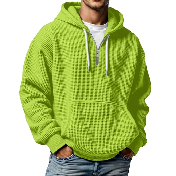XIAOCHA Womens Waffle Knit Half Zip Hoodie Oversized Long Sleeve Hooded Pullover Top Soft Casual Street Hoodies