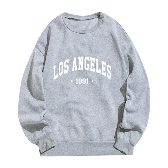 XIAOCHA Womens Workout Sweatshirt Loose Letter Printed Crew Neck Top Casual Vintage Oversized Sweatshirts