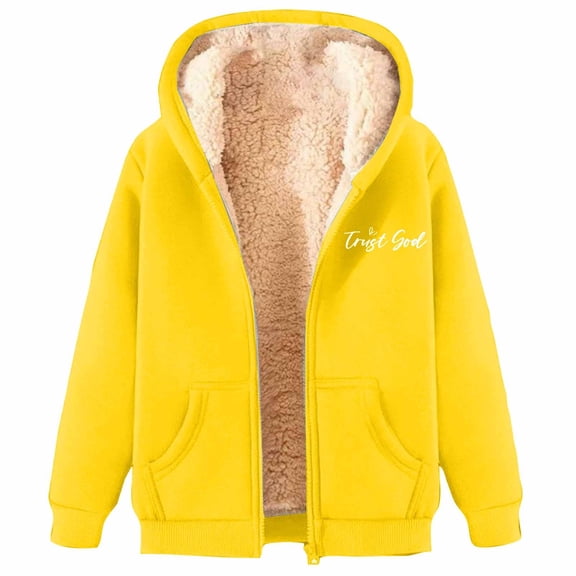 XIAOCHA Womens Zip Up Fleece Hoodie Casual Letter Winter Warm Jacket Outdoor Sports Comfy Hoodies