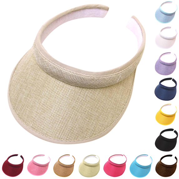 XIAOCHA Woven‑Textured Visor Hat for Womens Solid Build for Beach Outing Visorheadgears,Beige