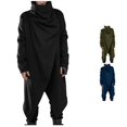 thumbnail image 1 of XIAOCHA Wrap High Collar Long Coat For Men Asymmetric Hem Relaxed Fit Goth Daily Outer Jacket, 1 of 7