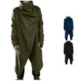 thumbnail image 1 of XIAOCHA Wrap High Collar Long Coat For Men Asymmetric Hem Relaxed Fit Goth Daily Outer Jacket, 1 of 8