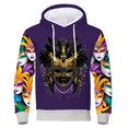 thumbnail image 1 of XIAOCHA mens Hoodie Mardi Gras Loose Long Sleeve Hooded Spring Pullover Soft Mask Pattern Casual Top, 1 of 3