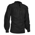 thumbnail image 1 of XIAOCHA mens Retro Lace Up Shirt Laced Cuff Design Renaissance Top Breathable Medieval Festival Tunic, 1 of 3