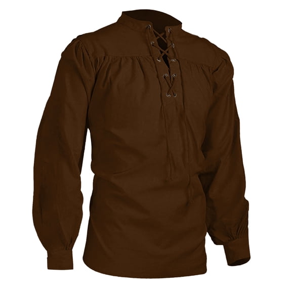 XIAOCHA mens Retro Lace Up Shirt Laced Cuff Design Renaissance Top Breathable Medieval Festival Tunic