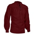 thumbnail image 1 of XIAOCHA mens Retro Lace Up Shirt Laced Cuff Design Renaissance Top Breathable Medieval Festival Tunic, 1 of 3