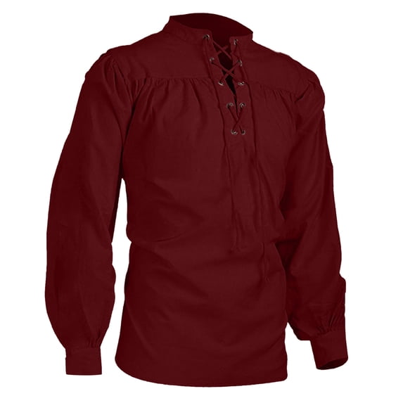 XIAOCHA mens Retro Lace Up Shirt Laced Cuff Design Renaissance Top Breathable Medieval Festival Tunic