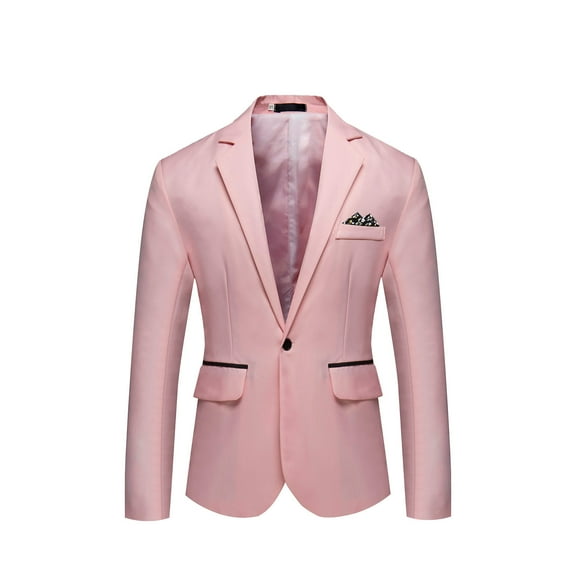XIAOFFENN Jacket For Men, Men's Prom Sports Coat Slim Fit Single Breasted Formal Dress Suit Jacket Blazers Pink Large