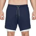 thumbnail image 1 of XIAOFFENN Mens Cargo Shorts Flowy Shorts Men'S Double Layer Sports Shorts Gym And Training Quick Dry Five Pants Stretch Flat Front Shorts For Men Navy Clearance, 1 of 6