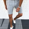 thumbnail image 1 of XIAOFFENN Mens Shorts Mens Cargo Shorts Men Dress Pants Casual Plaid Flat-Front Skinny Business Pencil Shorts Pocket Casual Loose Sportwear Cargo Short Golf Shorts Men Gray Clearance, 1 of 4