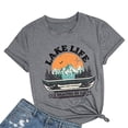 thumbnail image 1 of XIAOFFENN Short Sleeve for Women Men Vintage Shirt Funny Fun Letter,Animal For Men Women T-Shirt - 'Lake life cuz beaches be salty' -Alphabet Print Clearance, 1 of 1